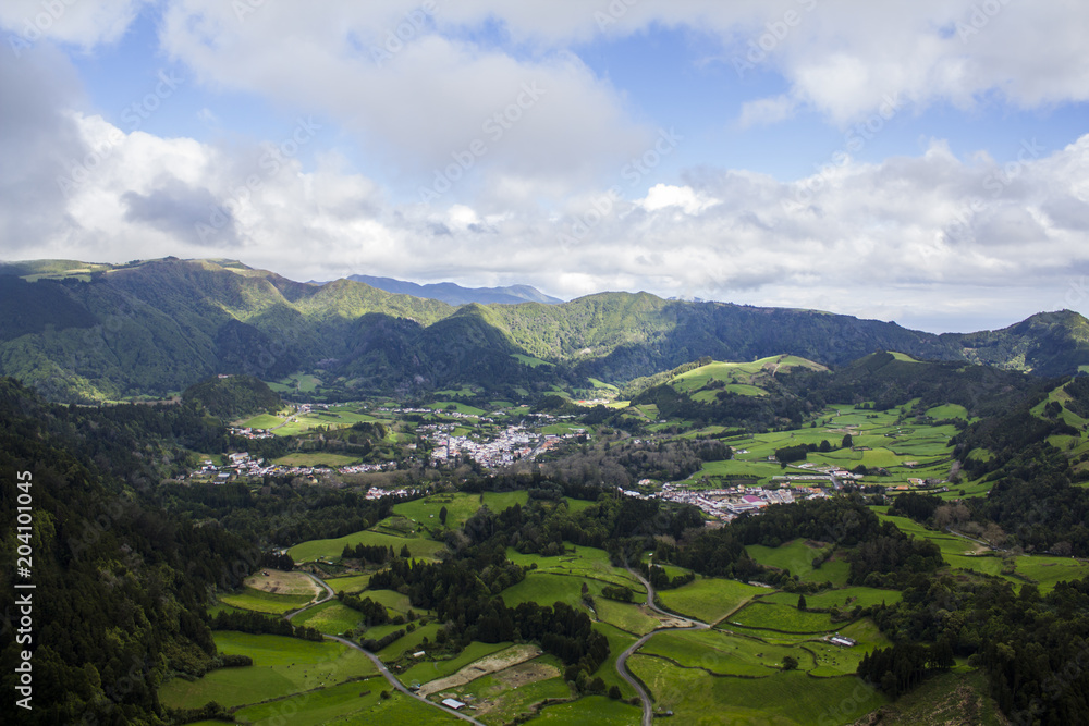Azores landscape aerial view