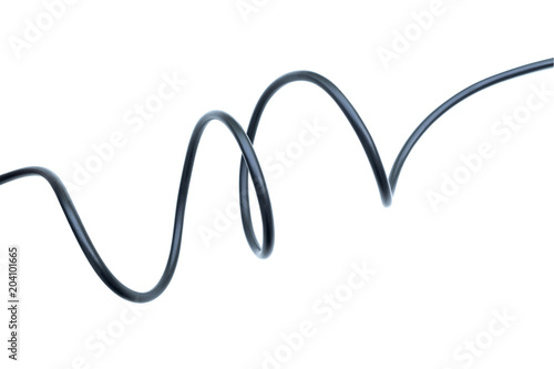 black wire electrical cable isolate on white background.