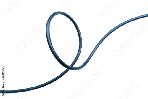 black wire electrical cable  isolate on white background.