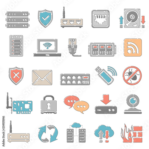 Outline Color Icons - Computer Network