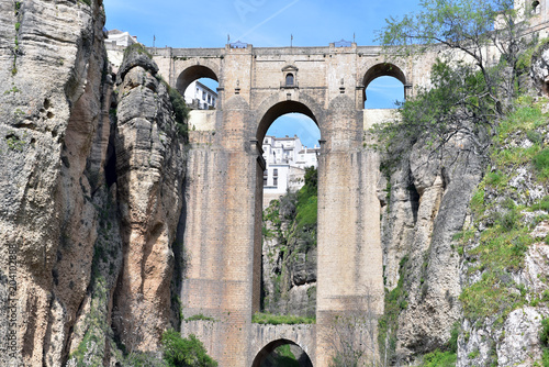 View of the Puente Nuevo (New Bridge), in the town of Ronda, Costa del Sol, Province of Malaga, Andalusia, Spain