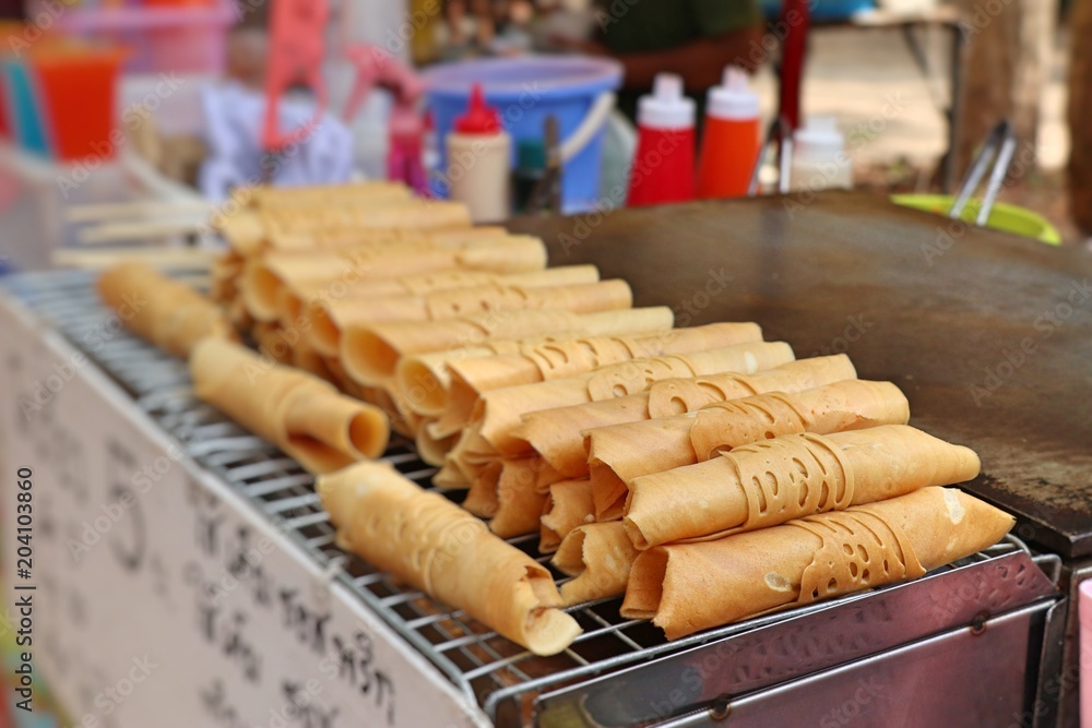 pancake sausage at street food pancake sausage at street food