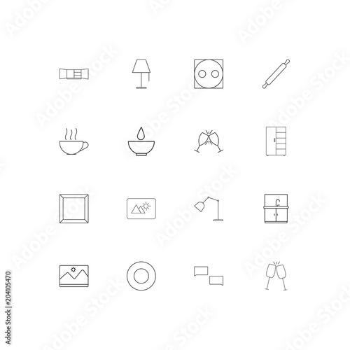 Home Appliances linear thin icons set. Outlined simple vector icons