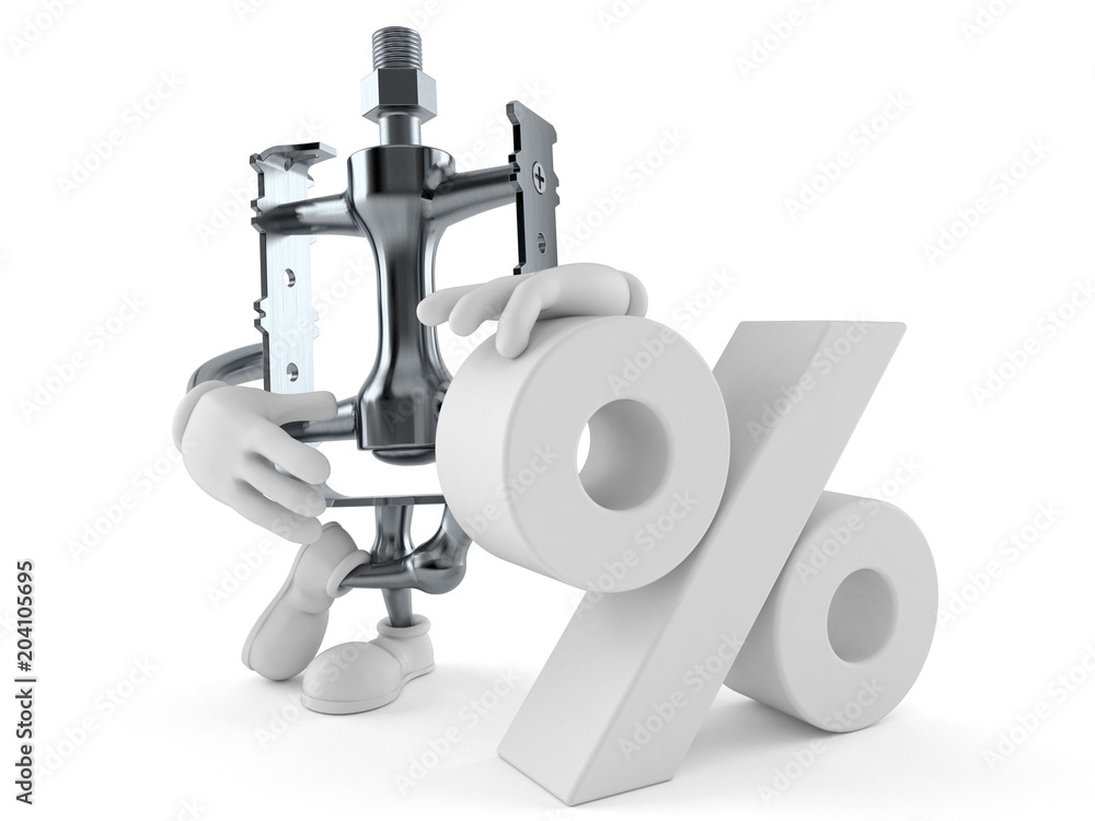Naklejka premium Bicycle pedal character with percent symbol