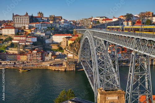Porto city and Bridge across Douro River