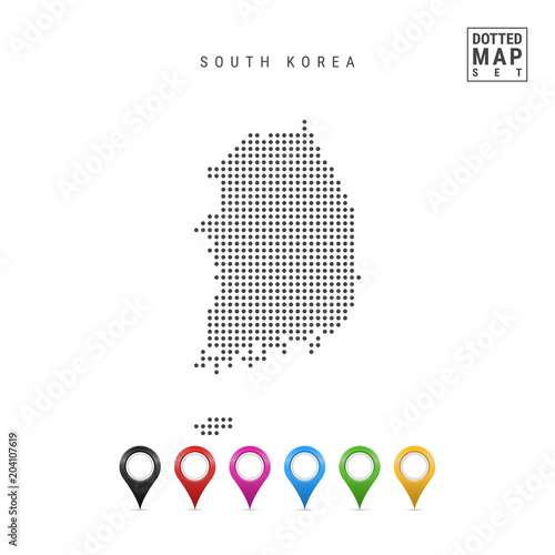 Photography Vector Dotted Map of South Korea