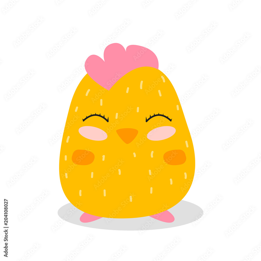 Fototapeta premium Cute. Yellow chicken. Scandinavian style. For your design.