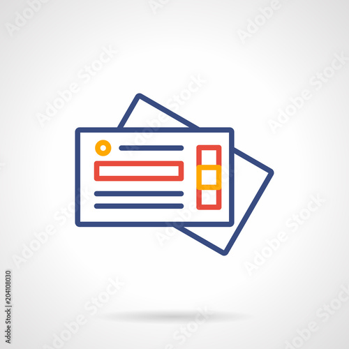 Train tickets color simple line vector icon