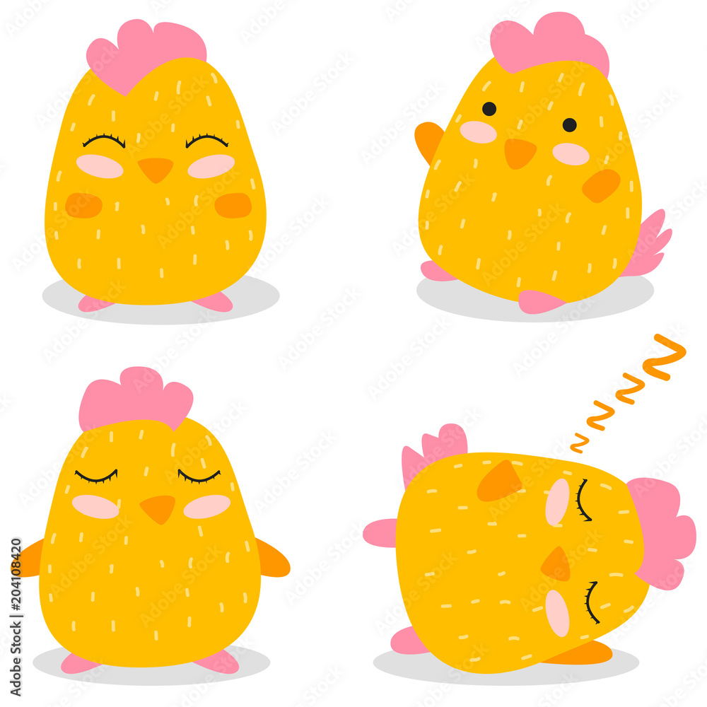 Cute. Yellow chicken.  Scandinavian style. For your design.