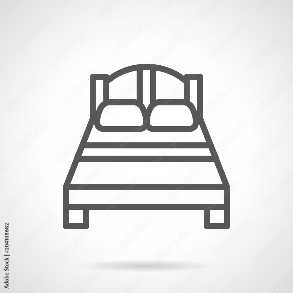 Double bed black simple line vector icon Double bed black simple line vector icon