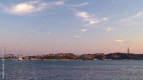 Wallpaper Mural Panoramic view of Tagus river left coast and Christ the King statue during sunset, Lisbon, Portugal Torontodigital.ca