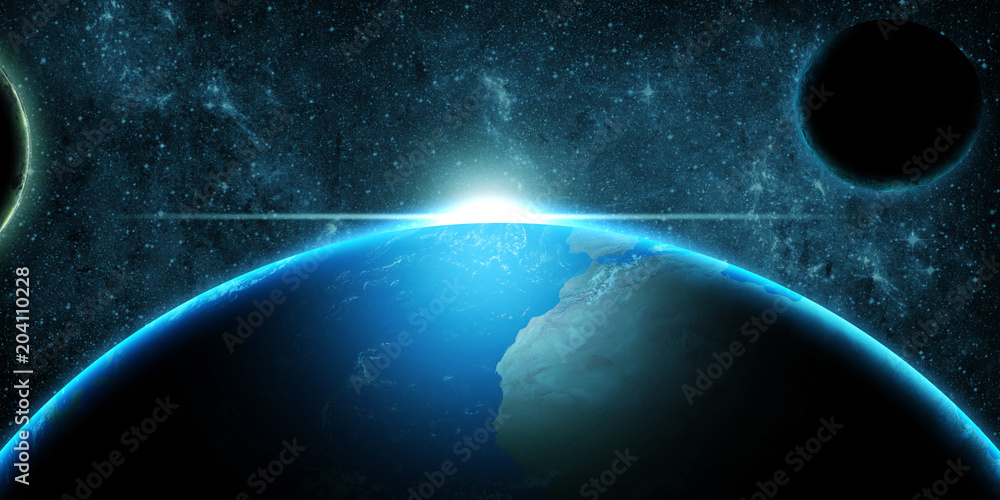 Planet Earth over deep space fantasy background