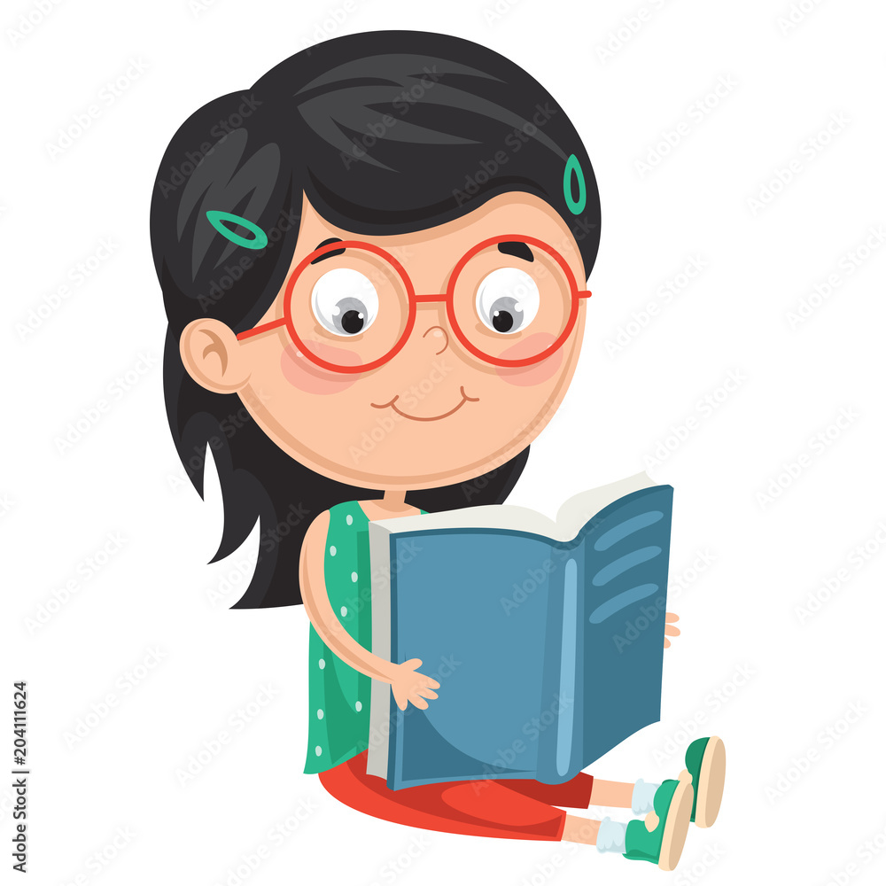 Vector Illustration Of Kid Reading Book Vector Illustration Of Kid Reading Book