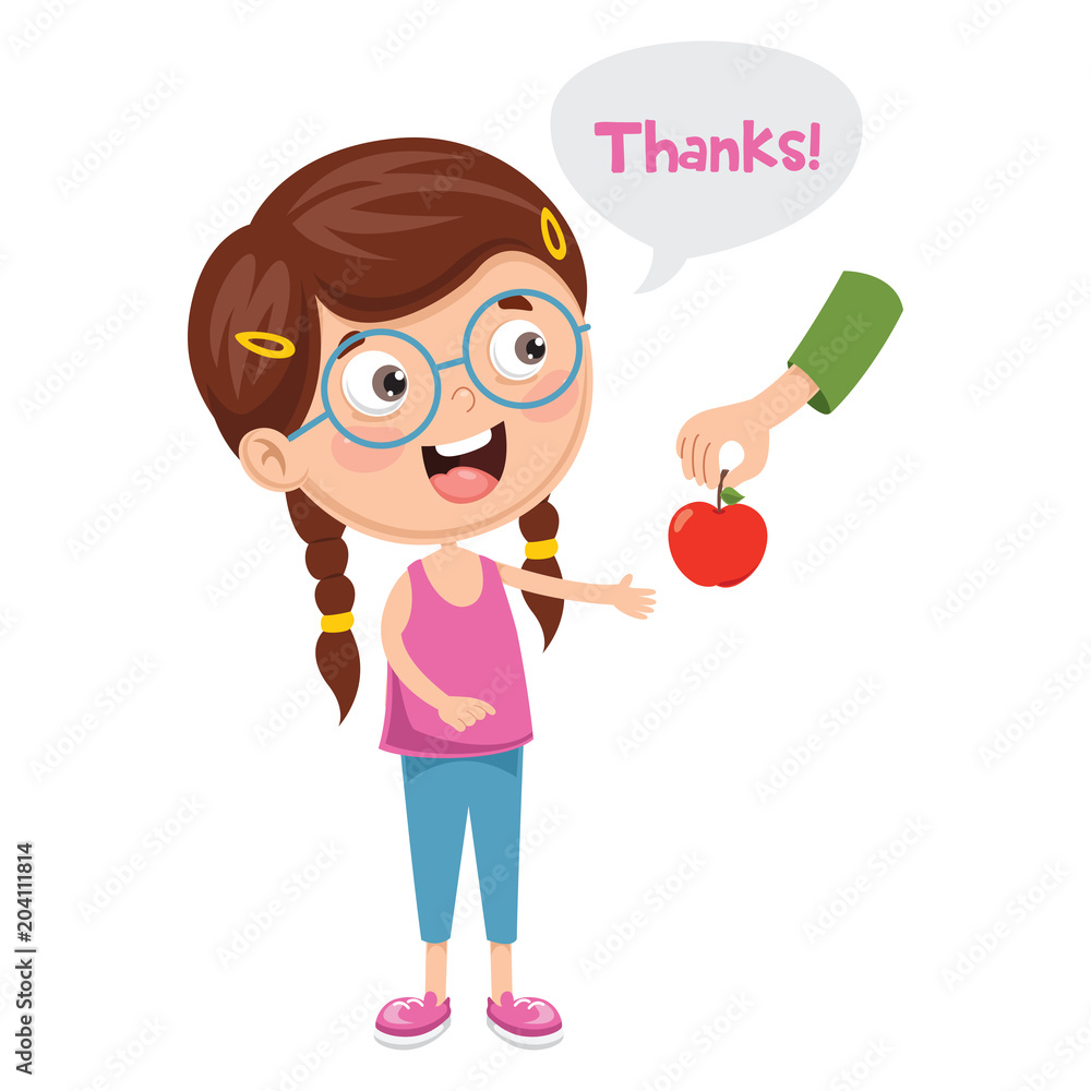 Vector Illustration Of Kid Give Thanks Vector Illustration Of Kid Give Thanks