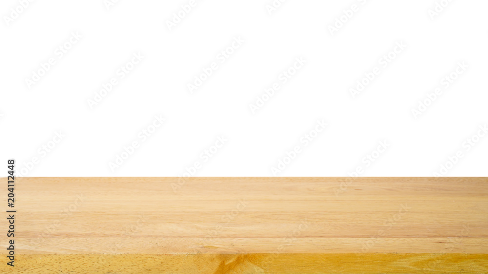 Empty top of wooden table or counter isolated on white background Empty top of wooden table or counter isolated on white background