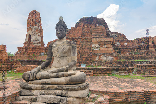 Ruins of old temple in Ayutthaya Historical Park, Ayutthaya, Thailand