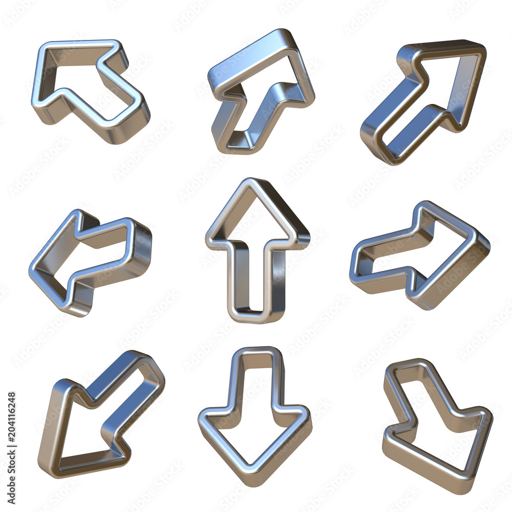 Metal dimensional arrows 3D Metal dimensional arrows 3D