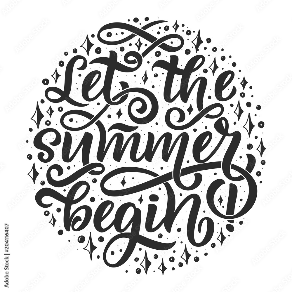 Vector hand drawn lettering about Summer. Isolated calligraphy for travel agency, beach party. Great design for postcard, print or poster.