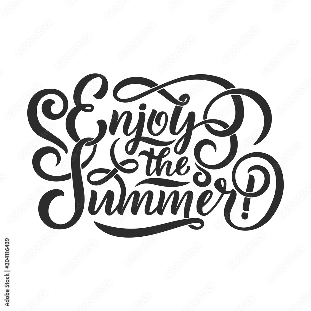 Vector hand drawn lettering about Summer. Isolated calligraphy for travel agency, beach party. Great design for postcard, print or poster. Vector hand drawn lettering about Summer. Isolated calligraphy for travel agency, beach party. Great design for postcard, print or poster.