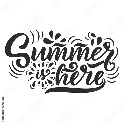 Vector hand drawn lettering about Summer. Isolated calligraphy for travel agency  beach party. Great design for postcard  print or poster.