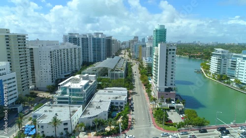 Aerial video Collins Avenue Miami Beach 63rd Street southbound photo