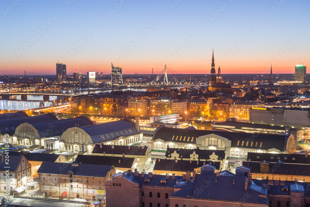Evening vIew of Riga, Latvia