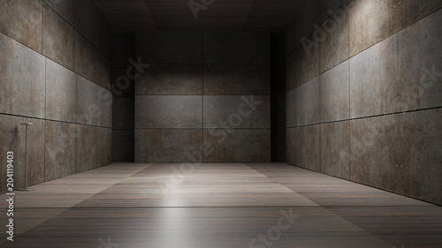 Dark Metal Room Background 3d rendering