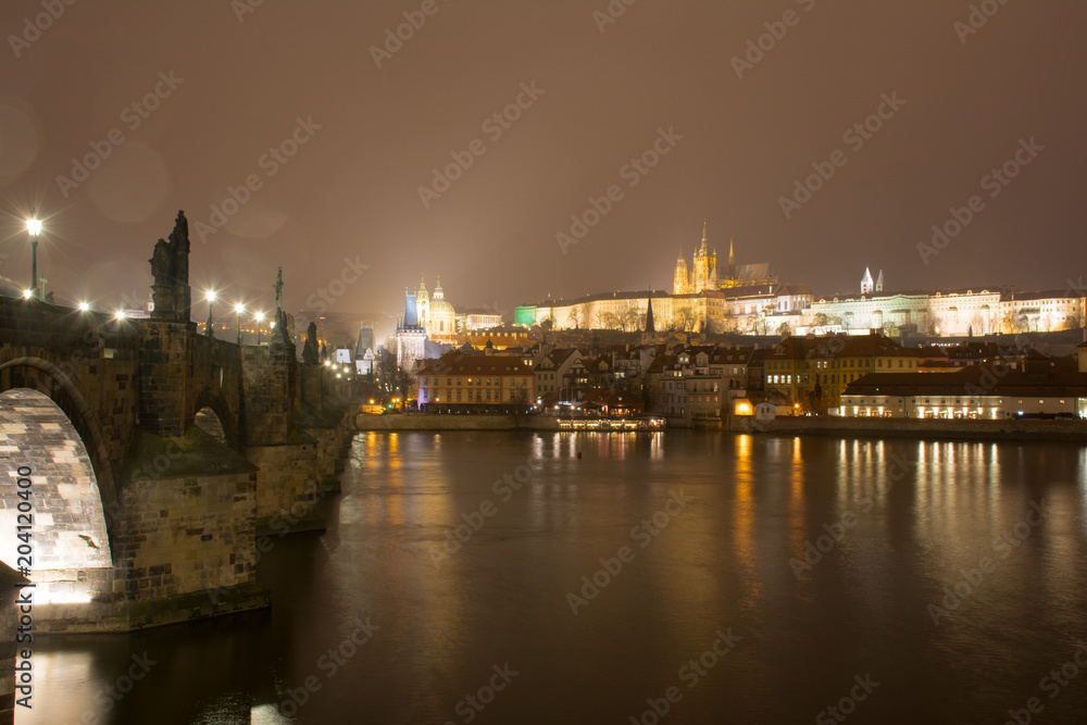 St. Vitus cathedral night view. Prague, Czech.