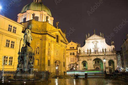 Nighty Prague's architecture. Old town. Cityscape.