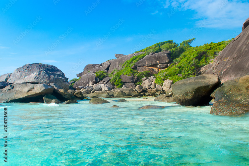 Landscape with rocky beach in Similan national park