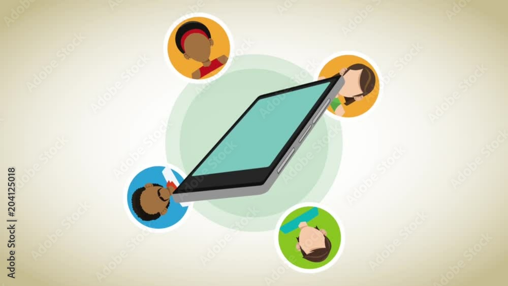 People faces around smartphone social network concept High Definition animation colorful scenes People faces around smartphone social network concept High Definition animation colorful scenes