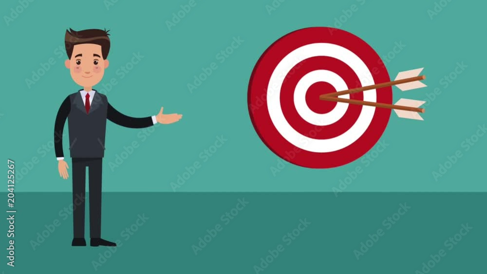 Businessman and target symbol High Definition animation colorful scenes Businessman and target symbol High Definition animation colorful scenes