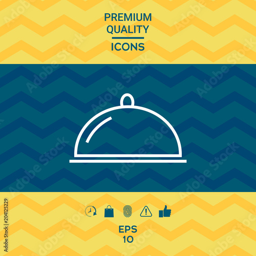Restaurant Steel Serving Tray. Cloche line icon