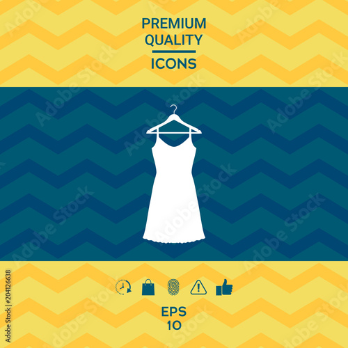 Sundress, Evening dress, combination or nightie on the wardrobe hanger , the silhouette. Menu item in the web design