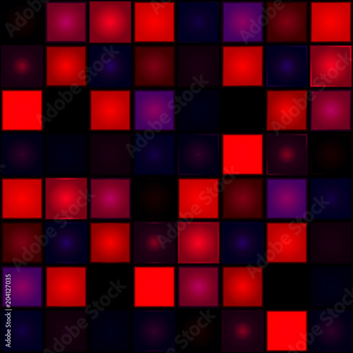 Seamless pattern - dark-purple, dark-blue and red cubes. Vector.