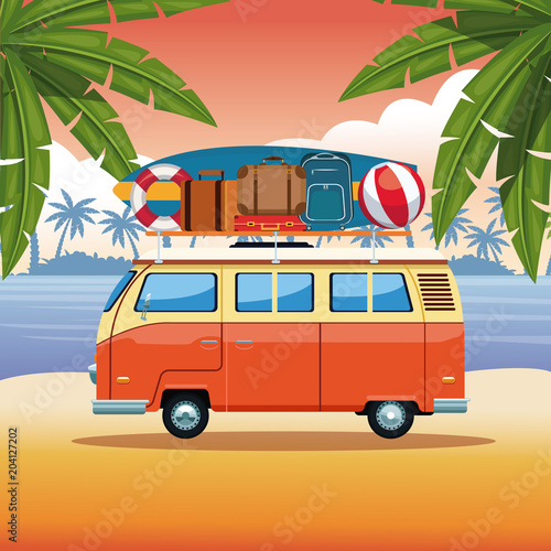 Beach and summer cartoon elements vector illustration graphic design