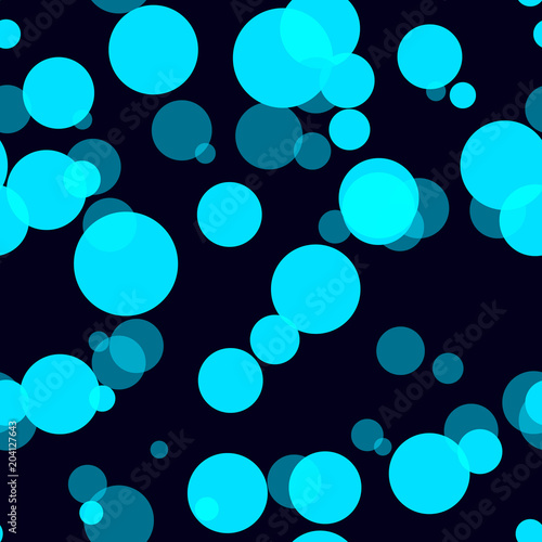 Photo bokeh effect. Seamless pattern. The background is blurry light. Lantern lights. Blue color.