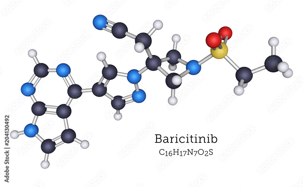 Ball-and-Stick Molecular Model of Baricitinib Ball-and-Stick Molecular Model of Baricitinib
