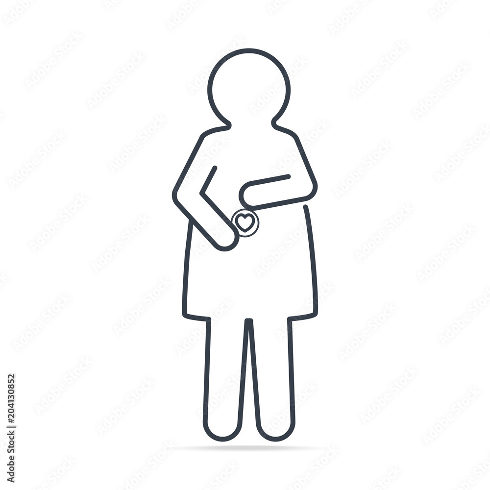 Pregnant woman icon, simple line icon illustration Pregnant woman icon, simple line icon illustration
