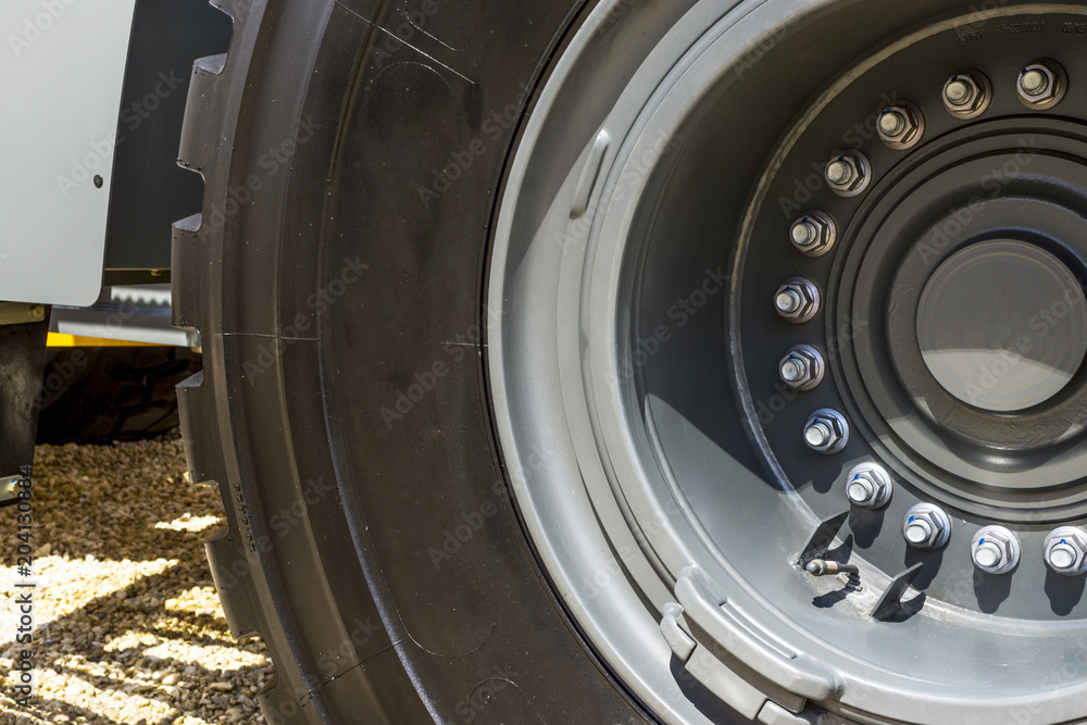 big truck wheel closeup object