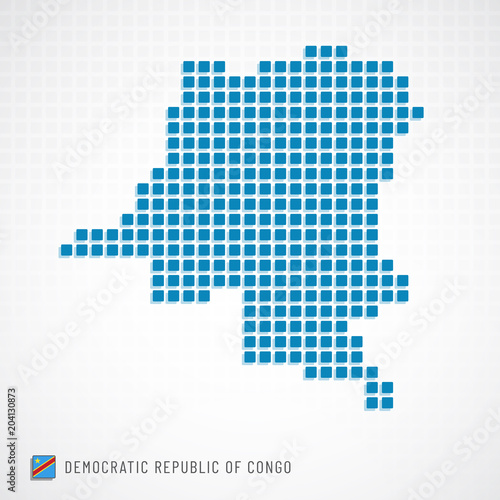 Democratic republic of Congo map and flag icon