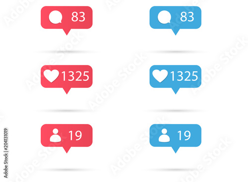 Counter Notification Icon Instagram. Follower Inst. New Icon like. Social media like insta ui, app, iphone.  illustration