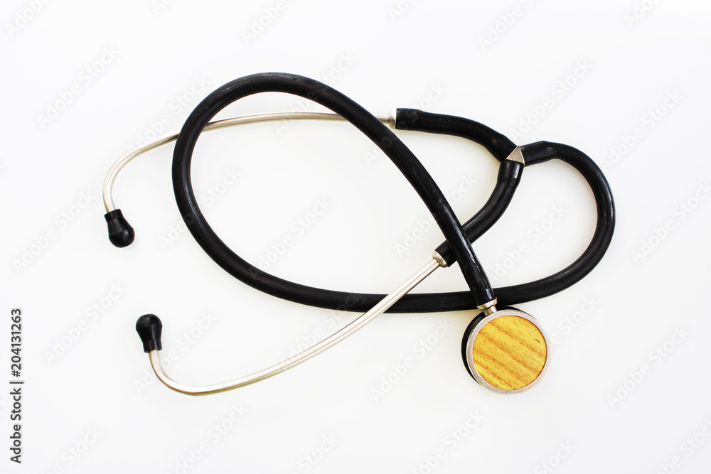 old veterinary stethophonendoscope on a white background. old veterinary stethophonendoscope on a white background.