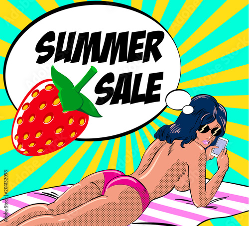 Sexy girl in comic book style. Vector illustration.