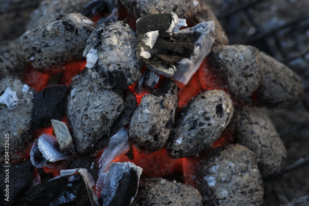 Sausages barbecue with a charcoal barbecue in the garden
Sausages barbecue with a charcoal barbecue in the garden