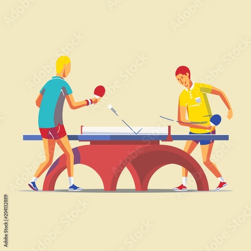 two people playing table tennis