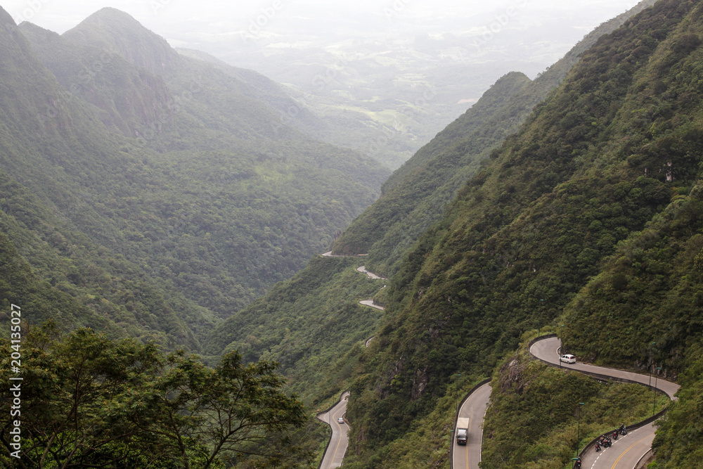 View of mountain road in cloudy day