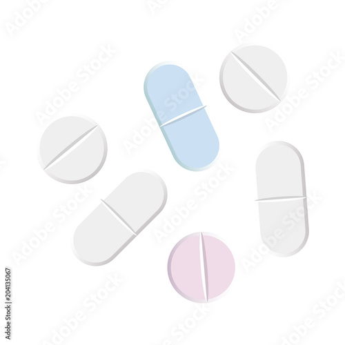 aspirin pill set isolated on white background