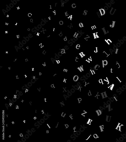 falling random letters english alphabet background design