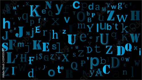 random letters english alphabet background design on black